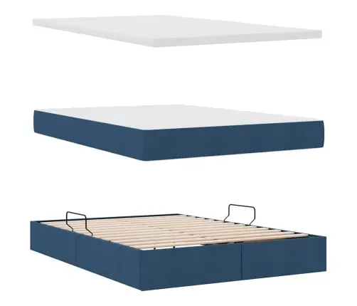 Gulta Ar Uzglabāšanas Vietu Un Matraci Zila 140 X 190 Cm Vidaxl