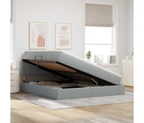 Gulta Ar Uzglabāšanas Vietu Un Matraci Ar Matraci Gaiši Pelēks Vidaxl