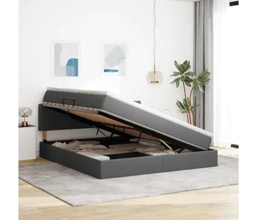 Gulta Ar Uzglabāšanas Vietu Un Matraci Ar Matraci Tumši Pelēks Vidaxl