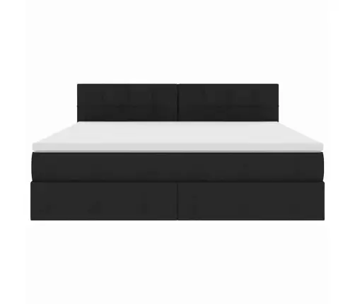 Voodi Hoiukohaga Ja Madratsiga Must 180 X 200 Cm Tehispuit