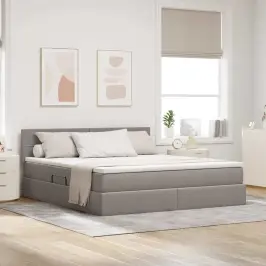 Lova Su Daiktų Laikymo Vieta Ir Čiužiniu Taupe 180 X 200 Cm Lova Su Daiktų Laikymo Vieta Ir Čiužiniu Taupe 180 X 200 Cm