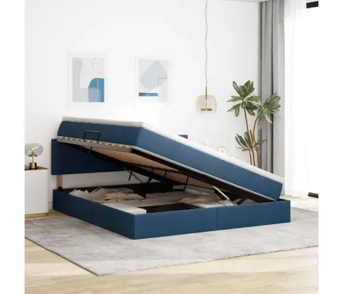 Lova Su Daiktų Laikymo Vieta Ir Čiužiniu Mėlyna 180 X 200 Cm