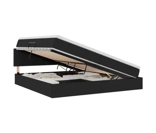 Lova Su Daiktų Laikymo Vieta Ir Čiužiniu Juoda 200 X 200 Cm