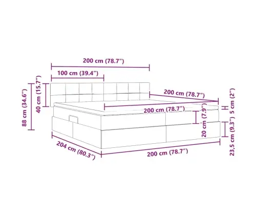 Gulta Ar Uzglabāšanas Vietu Un Matraci Pelēkbrūna 200 X 200 Cm Vidaxl