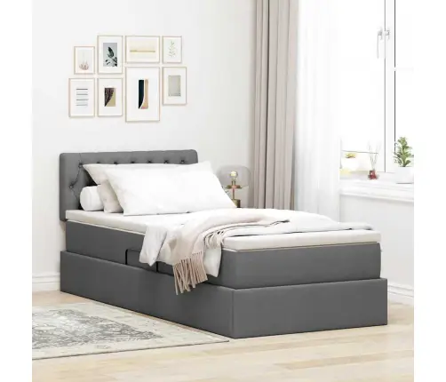 Lova Su Daiktų Laikymo Vieta Ir Čiužiniu Tamsiai Pilka