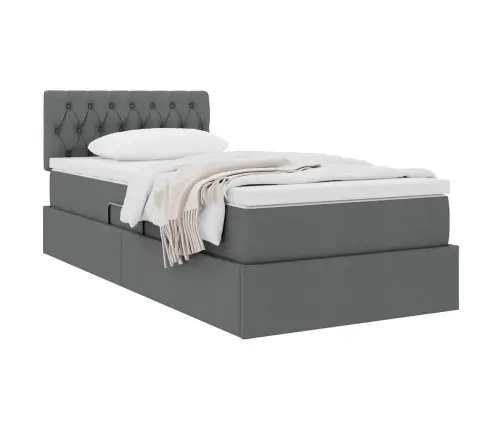 Lova Su Daiktų Laikymo Vieta Ir Čiužiniu Tamsiai Pilka