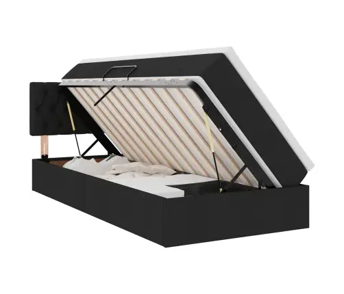 Gulta Ar Uzglabāšanas Vietu Un Matraci Melna 90 X 200 Cm Vidaxl