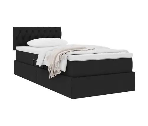 Gulta Ar Uzglabāšanas Vietu Un Matraci Melna 90 X 200 Cm Vidaxl