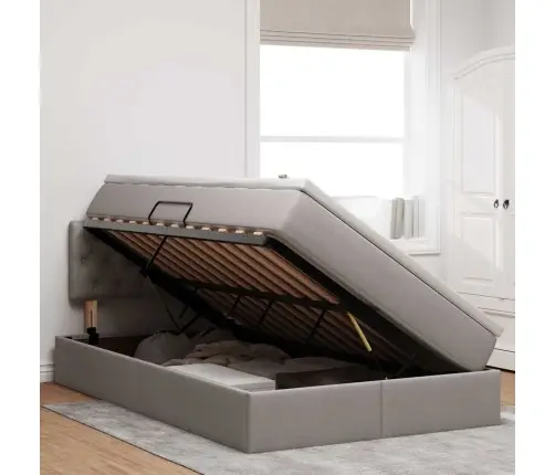 Gulta Ar Uzglabāšanas Vietu Un Matraci Pelēkbrūna 120 X 190 Cm Vidaxl