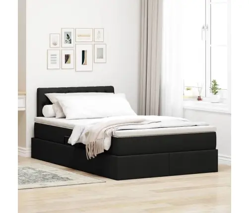 Gulta Ar Uzglabāšanas Vietu Un Matraci Melna 120 X 200 Cm Vidaxl