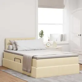 Gulta Ar Uzglabāšanas Vietu Un Matraci Krēms 120 X 200 Cm Vidaxl
