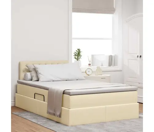 Gulta Ar Uzglabāšanas Vietu Un Matraci Krēms 120 X 200 Cm Vidaxl