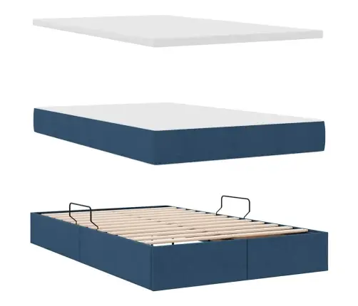 Gulta Ar Uzglabāšanas Vietu Un Matraci Zila 120 X 200 Cm Vidaxl
