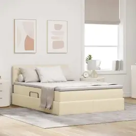 Gulta Ar Uzglabāšanas Vietu Un Matraci Krēms 140 X 200 Cm Vidaxl Gulta Ar Uzglabāšanas Vietu Un Matraci Krēms 140 X 200 Cm Vidaxl