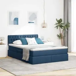 Gulta Ar Uzglabāšanas Vietu Un Matraci Zila 140 X 200 Cm Vidaxl Gulta Ar Uzglabāšanas Vietu Un Matraci Zila 140 X 200 Cm Vidaxl