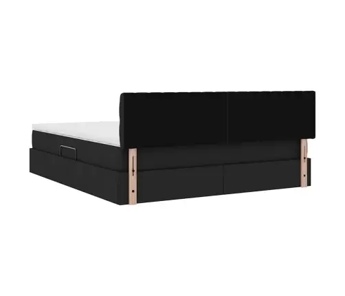 Gulta Ar Uzglabāšanas Vietu Un Matraci Melna 160 X 200 Cm Vidaxl