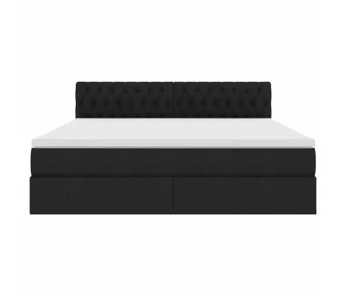 Voodi Hoiukohaga Ja Madratsiga Must 180 X 200 Cm Tehispuit