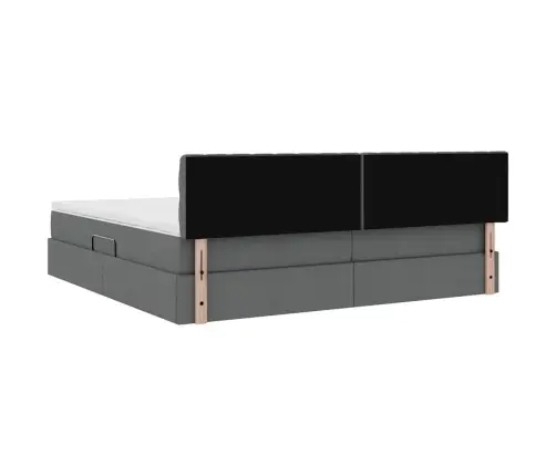 Voodi Hoiukohaga Ja Madratsiga Tumehall 200 X 200 Cm Tehispuit