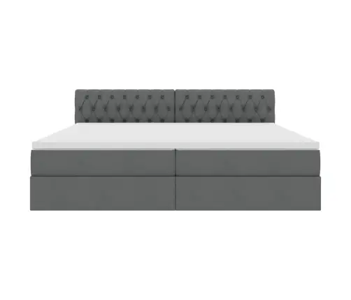 Voodi Hoiukohaga Ja Madratsiga Tumehall 200 X 200 Cm Tehispuit