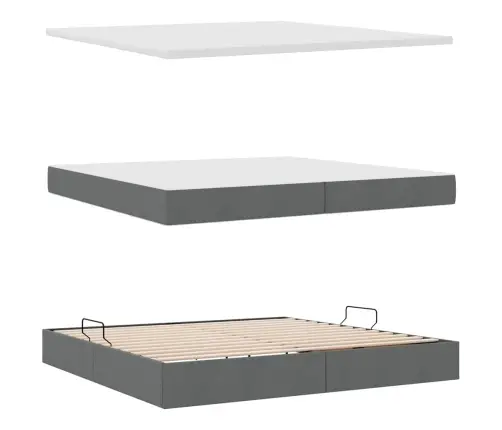 Voodi Hoiukohaga Ja Madratsiga Tumehall 200 X 200 Cm Tehispuit