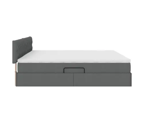 Voodi Hoiukohaga Ja Madratsiga Tumehall 200 X 200 Cm Tehispuit