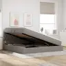 Voodi Hoiukohaga Ja Madratsiga Peaga Pruunikashall 200 X 200 Cm