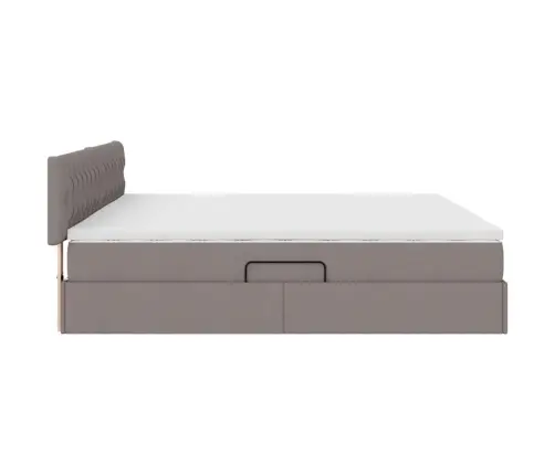 Voodi Hoiukohaga Ja Madratsiga Peaga Pruunikashall 200 X 200 Cm