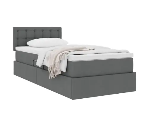 Gulta Ar Uzglabāšanas Vietu Un Matraci Tumši Pelēks 90 X 190 Cm Vidaxl