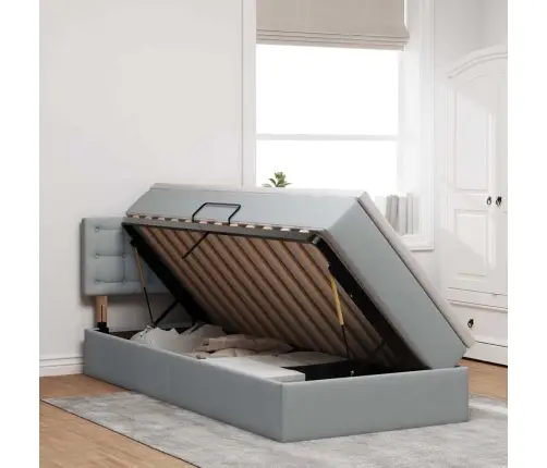 Gulta Ar Uzglabāšanas Vietu Un Matraci Ar Matraci Gaiši Pelēks Vidaxl