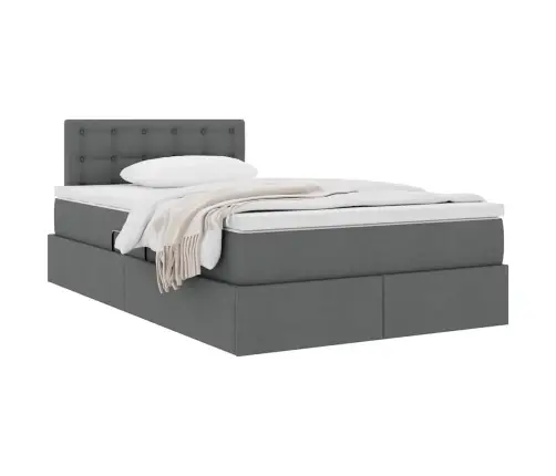 Voodi Hoiukohaga Ja Madratsiga Tumehall 120 X 200 Cm Tehispuit