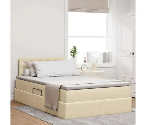 Lova Su Daiktų Laikymo Vieta Ir Čiužiniu Kremas 120 X 200 Cm