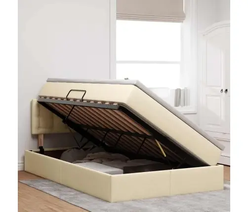 Lova Su Daiktų Laikymo Vieta Ir Čiužiniu Kremas 120 X 200 Cm