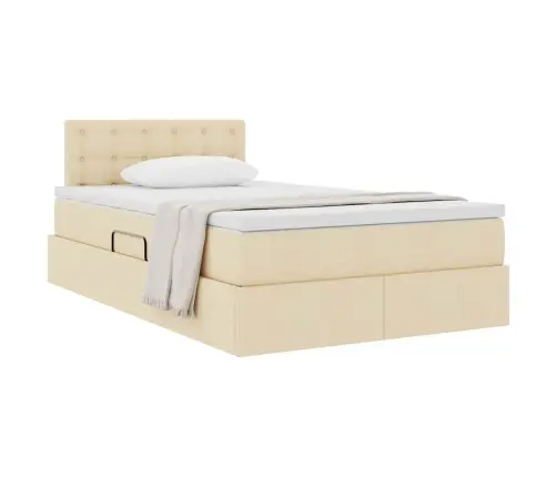 Lova Su Daiktų Laikymo Vieta Ir Čiužiniu Kremas 120 X 200 Cm