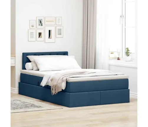 Gulta Ar Uzglabāšanas Vietu Un Matraci Zila 120 X 200 Cm Vidaxl