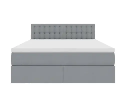 Voodi Hoiukohaga Ja Madratsiga Helehall 140 X 190 Cm Tehispuit