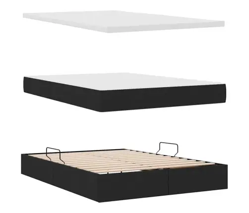 Gulta Ar Uzglabāšanas Vietu Un Matraci Melna 140 X 200 Cm Vidaxl