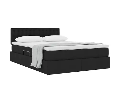 Gulta Ar Uzglabāšanas Vietu Un Matraci Melna 140 X 200 Cm Vidaxl