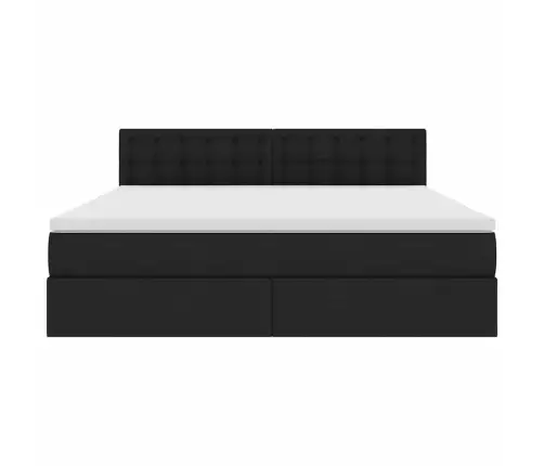 Gulta Ar Uzglabāšanas Vietu Un Matraci Melna 160 X 200 Cm Vidaxl