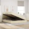 Voodi Hoiukohaga Ja Madratsiga Kreem 160 X 200 Cm Tehispuit