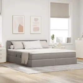 Gulta Ar Uzglabāšanas Vietu Un Matraci Pelēkbrūna 180 X 200 Cm Vidaxl Gulta Ar Uzglabāšanas Vietu Un Matraci Pelēkbrūna 180 X 200 Cm Vidaxl