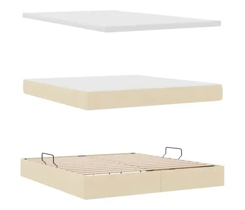 Gulta Ar Uzglabāšanas Vietu Un Matraci Krēms 180 X 200 Cm Vidaxl