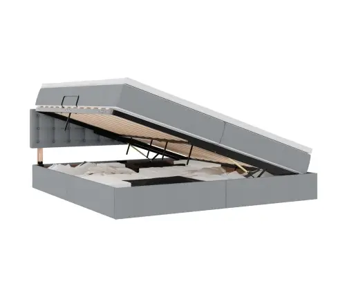 Lova Su Daiktų Laikymo Vieta Ir Čiužiniu Šviesiai Pilka