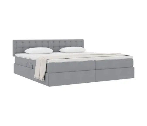 Lova Su Daiktų Laikymo Vieta Ir Čiužiniu Šviesiai Pilka