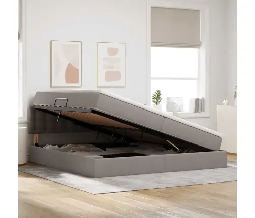 Gulta Ar Uzglabāšanas Vietu Un Matraci Pelēkbrūna 200 X 200 Cm Vidaxl