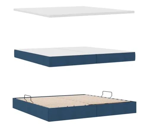 Gulta Ar Uzglabāšanas Vietu Un Matraci Zila 200 X 200 Cm Vidaxl