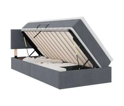 Glabāšanas Gulta Ar Matraci Tumši Pelēks 90 X 190 Cm Samts Vidaxl