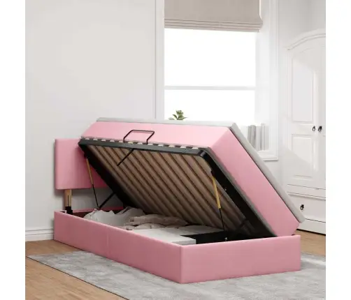 Laos Voodi Madratsiga Peaga Roosa 90 X 190 Cm Samet