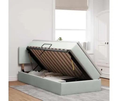 Glabāšanas Gulta Ar Matraci Gaiši Pelēks 100 X 200 Cm Samts Vidaxl