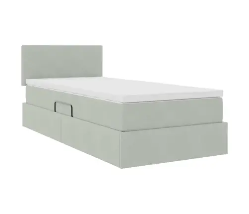 Glabāšanas Gulta Ar Matraci Gaiši Pelēks 100 X 200 Cm Samts Vidaxl