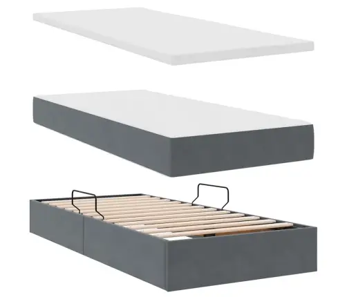 Glabāšanas Gulta Ar Matraci Tumši Pelēks 100 X 200 Cm Samts Vidaxl